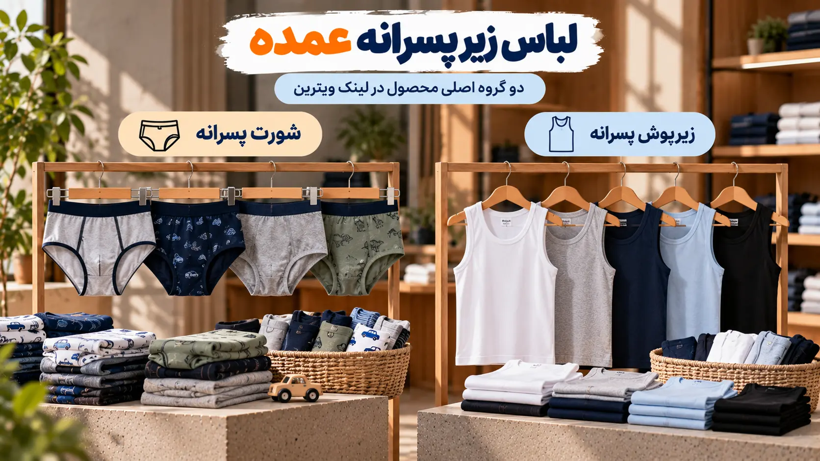 خرید لباس زیر پسرانه عمده از لینک ویترین